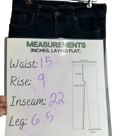 NINE WEST Capri Jeans Women’s sz. 4 (26) Blue Denim Cropped Buttoned Hem - Picture 4 of 10